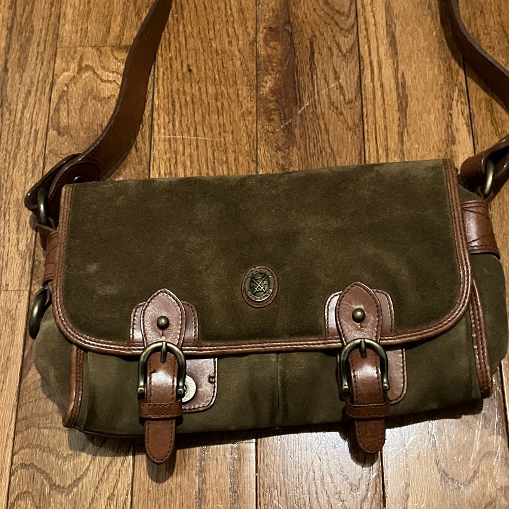Vintage DKNY purse in olive suede
